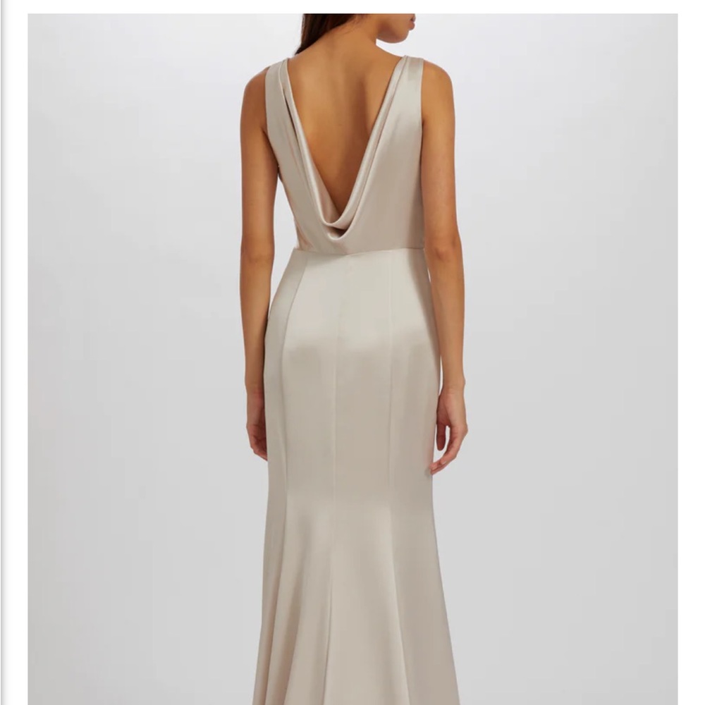 Amsale Leslie satin dress champagne